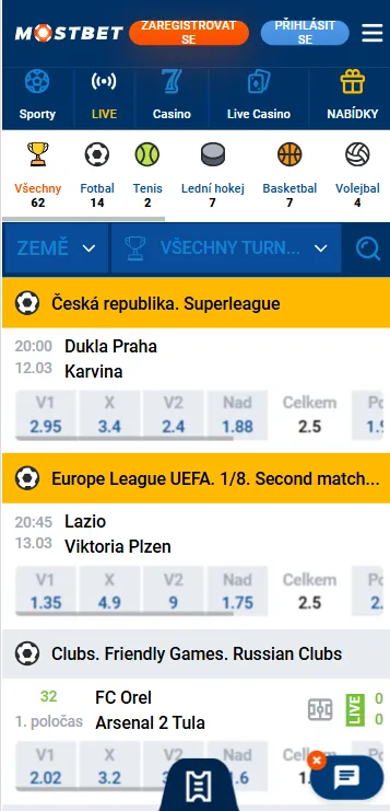 Mostbet - Živě